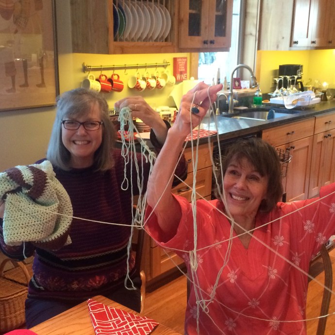 Marianne helping me with a knotty problem.